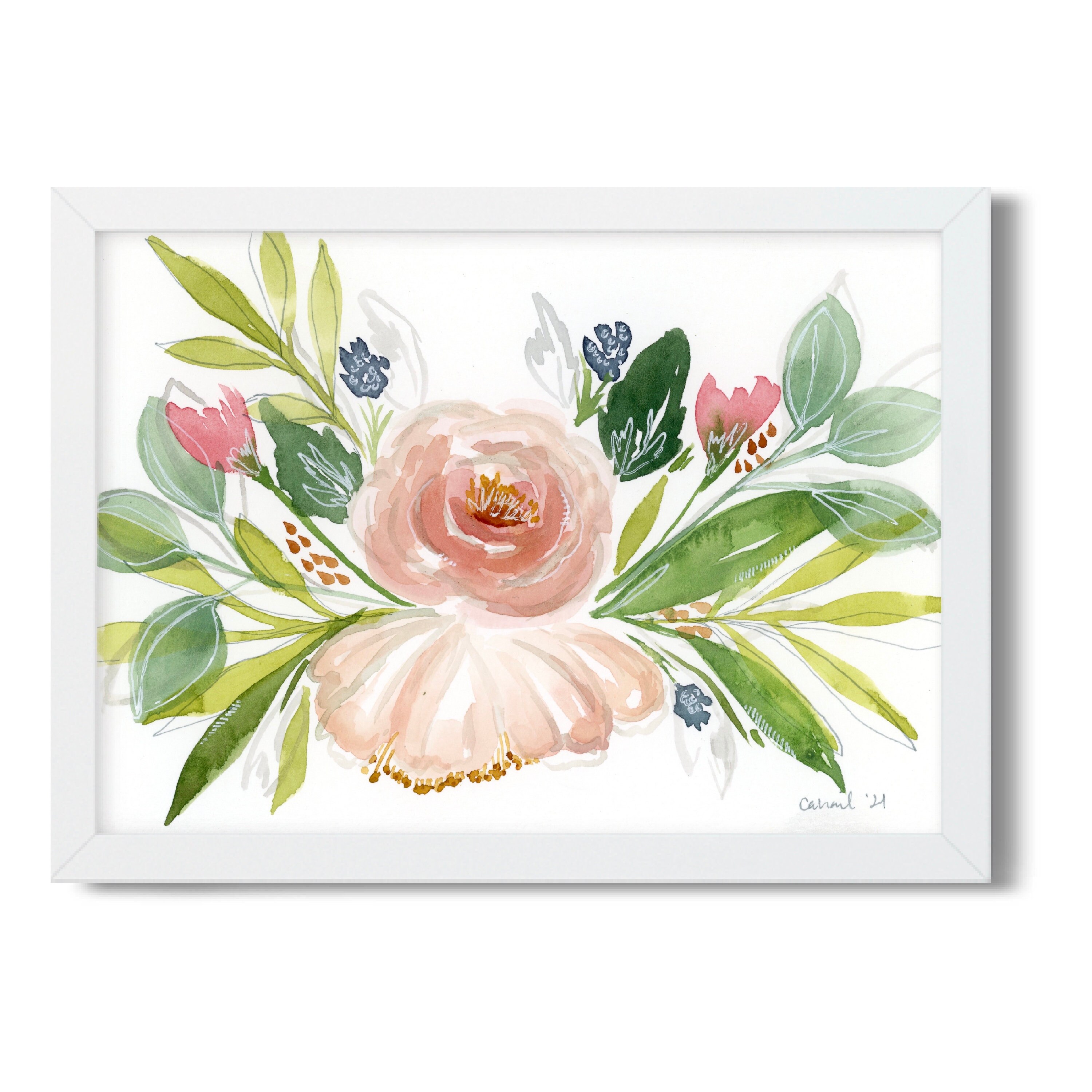 Watercolor Floral Bouquet Art Print - Etsy
