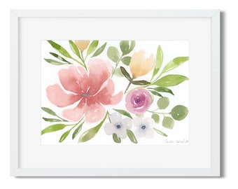Simple Florals Watercolor Painting Art Print