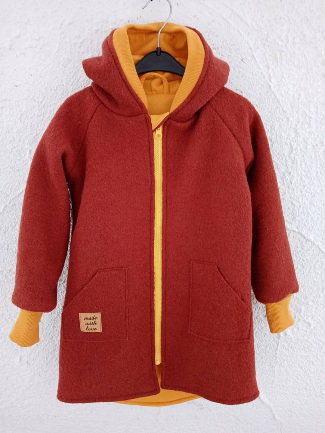 Walked Coat/wool Jacket for Children Rust Brown From Size - Etsy