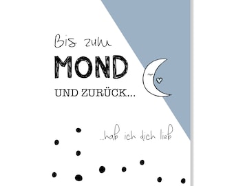 To the moon and back - children's room print A5