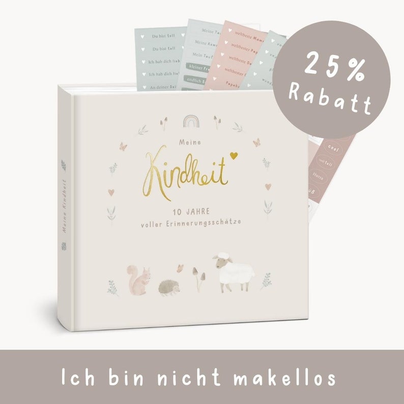 Erinnerungsalbum Meine Kindheit Wald B-Ware mit Sticker Set