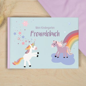 Kindergarten Freundebuch Einhorn Türkis