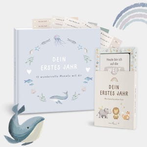 Babytagebuch + Meilensteinkarten Blau