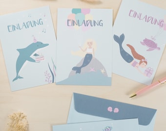 Invitation card set for children's birthdays - Mermaid