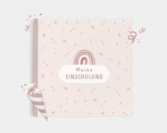 Gästebuch zur Einschulung „Meine Einschulung“ Boho | Hardcover 21x21 cm | 60 Seiten mit Vorlagen | Erinnerungsbuch Einschulungsfeier