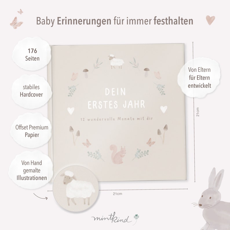 Babytagebuch Mein erstes Lebensjahr Wald Stickerbogen Bild 2