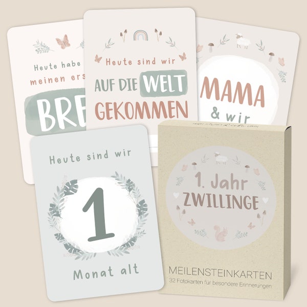 Meilensteinkarten Baby - Zwillinge Wald