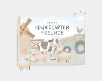Freundebuch Kindergarten – Freundschaftsbuch Bauernhof mit 80 Seiten zum Ausfüllen – Für Jungen und Mädchen – Meine Kindergartenfreunde Buch