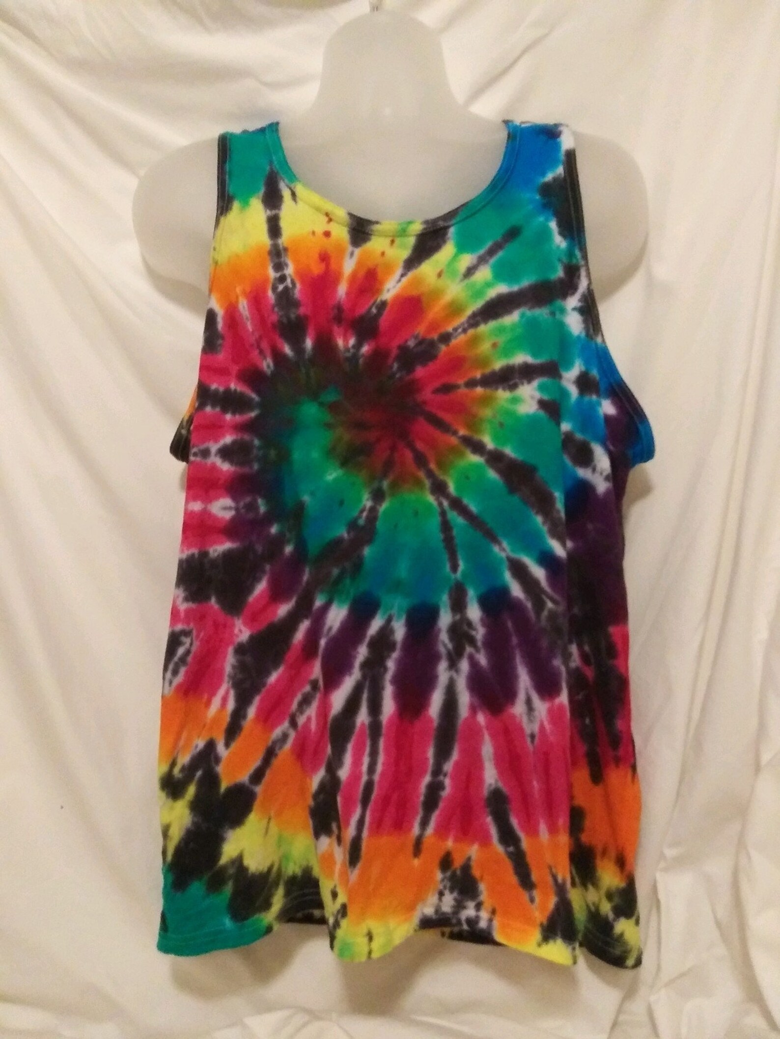 TIE DYE RAINBOW Tank Top Large unisex 100 Cotton Material Etsy