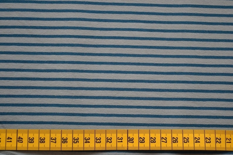 Ringeljersey, Campan, Baumwolljersey, graublau, hellblau, 0,5 Meter Bild 1