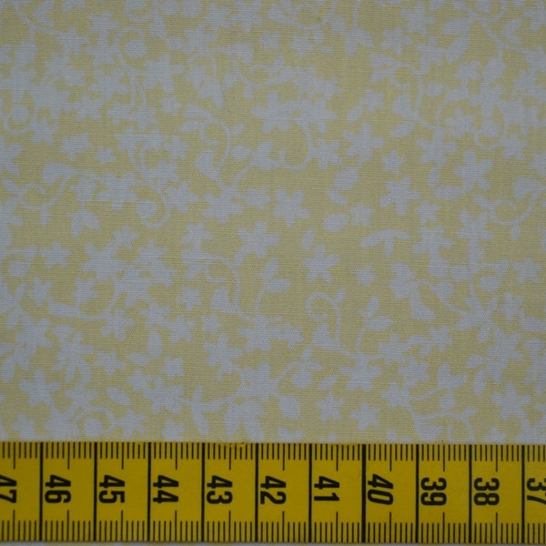 Patchworkstoff, Baumwollstoff, hellgelb, weiß, 0,5 Meter