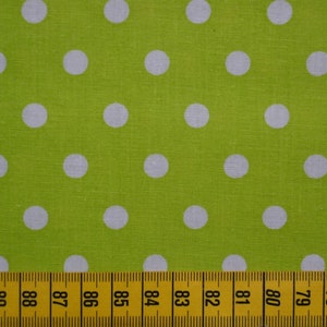 Cotton fabric, apple green, white dots, polka dots, 0.5 meter image 2