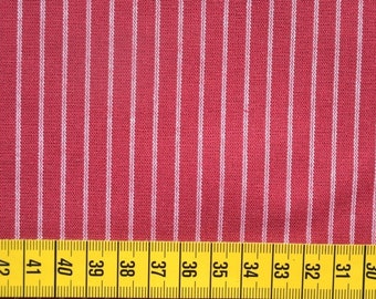 Baumwollstoff, rot, weiß, Streifen, 0,5 Meter