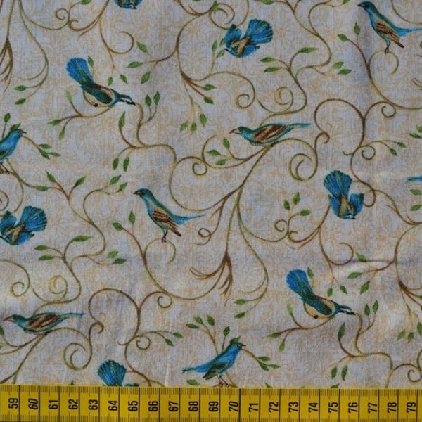 Patchworkstoff, USA, Designer, Vögelchen, natur, 0,5 Meter