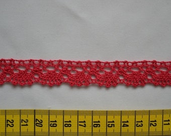 Pizzo a tobina, cotone, pizzo di cotone, rosa, larghezza 1,8 cm, 1 metro