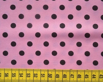 Cotton fabric, pink, dark brown dots, 0.5 meter