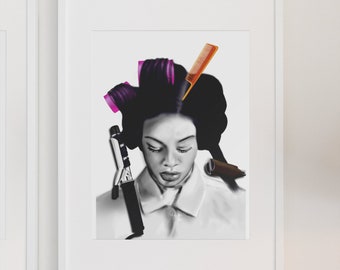 Impresión artística de peluquería: Retrato de peluquero (descarga digital)