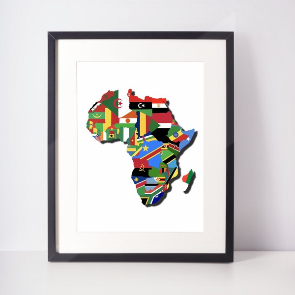 Africa Map Decor, Africa Wall Art, Home Office Decor, Africa Travel, Digital Printable Art, Printable wall map Africa, Classroom print, SVG