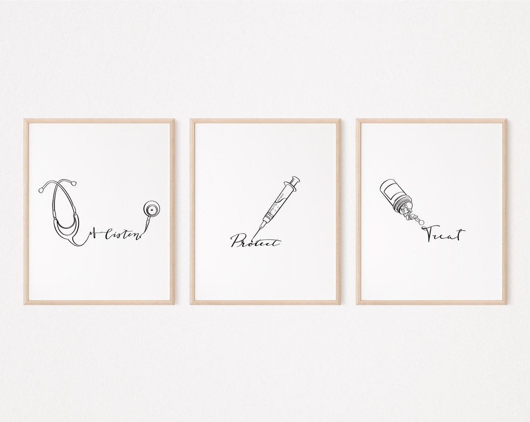 Minimalist Nurse Line Art, Nurse Art Set, Nurse Artwork, Clinic Office
