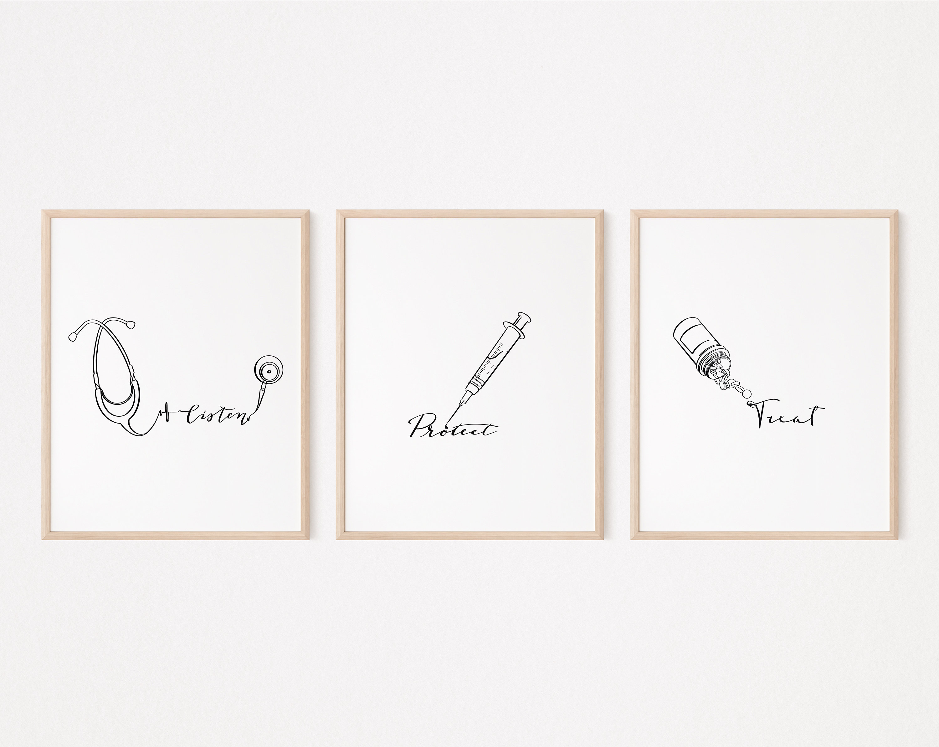 Minimalist Nurse Line Art, Nurse Art Set, Nurse Artwork, Clinic Office