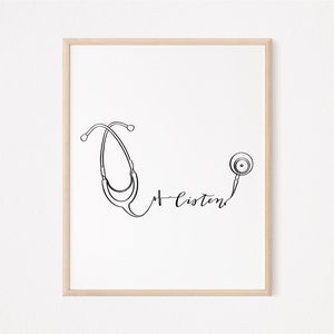 Minimalist Nurse Line Art, Nurse Art Set, Nurse Artwork, Clinic Office