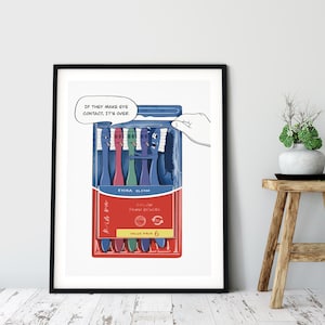 Funny Toothbrush Comic – Bathroom Wall Art, Dentist Office Humor, Orthodontist & Hygienist Decor, Pediatric Dental Printable Artwork