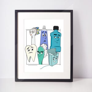 Dental Tools with Attitude, Funny Dentist Office Wall Art, Vector Printable Dental Decor, Toothpaste, Toothbrush, Hygienist Gift, Clinic Art