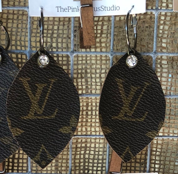 lv upcycled earrings