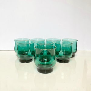Vintage Set of 8 Emerald Green Libbey Lowboy Glassware | Vintage Barware Cocktail Glasses | Emerald Green Glassware Set | Vintage Barware