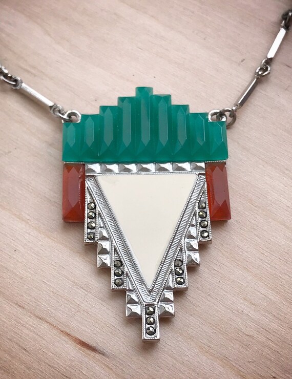 Vintage Art Deco Inspired Necklace | Vintage Stat… - image 2