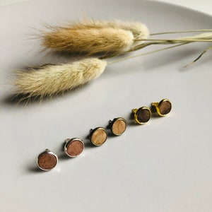 From 9.80Eur. Stud earrings, earring, wooden plate. Wooden earring. Eucalyptus. Walnut. Gold, silver, copper, bronze. Small. Gift idea woman