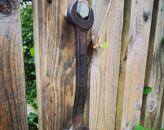 Industrial Spanner Door Handle Wrench Door Pull Mounted on Wood Loft