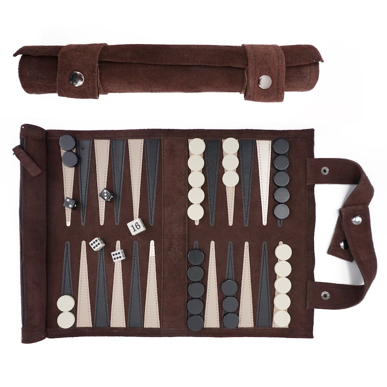 Travel Backgammon Set Genuine Leather Etsy