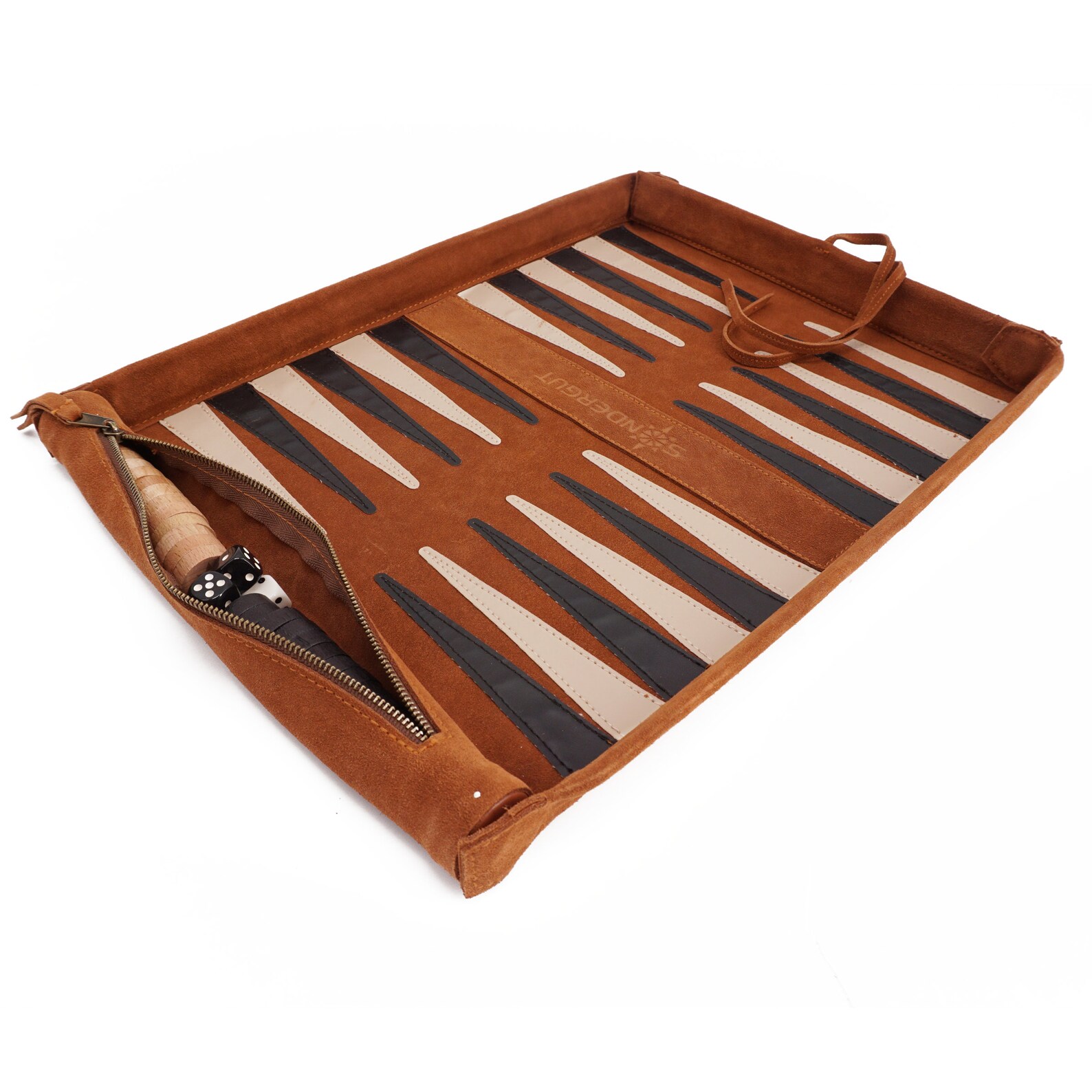 SONDERGUT - Backgammon - Travel Backgammon Set - Genuine Leather (Black SONDERGUT - Backgammon - Travel Backgammon Set - Genuine Leather (Black