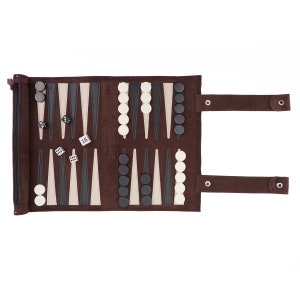 Travel Backgammon Set genuine leather image 4