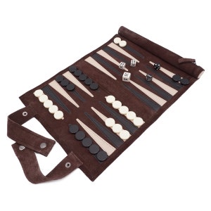 Travel Backgammon Set genuine leather image 2