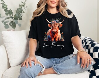 Highland Cow Shirt, Western Shirt, Country Shirt, Cow T-shirt, Farm Life, Country Girl, Cowgirl Shirt, Rodeo Shirt, Love Farming