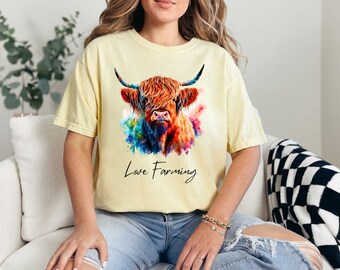 Highland Cow Shirt, Western Shirt, Country Shirt, Cow T-shirt, Farm Life, Country Girl, Cowgirl Shirt, Rodeo Shirt, Love Farming