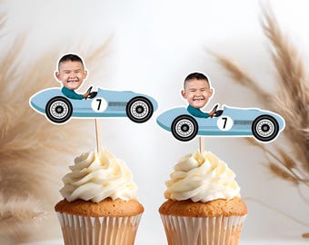 Race Car Personalized Cupcake Toppers, Custom Racing Birthday Decor, Printable Race Car Party Favors, Custom Race Car Theme Toppers
