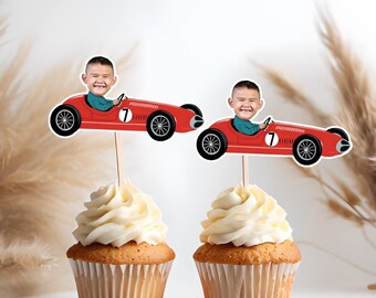 Race Car Personalized Cupcake Toppers, Custom Racing Birthday Decor, Printable Race Car Party Favors, Custom Race Car Theme Toppers