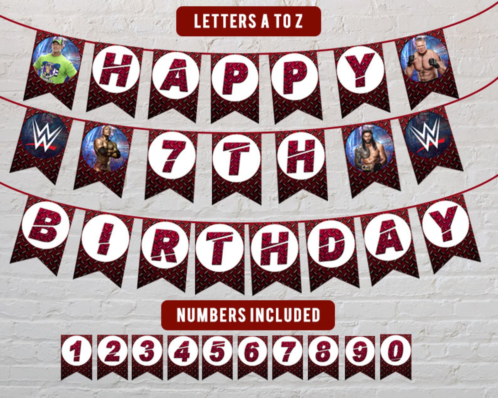 WWE Birthday WWE Wrestling Printable Birthday Banner Happy | Etsy