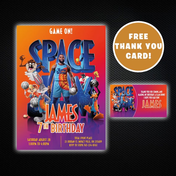 Space Jam 2 Birthday Invitation Space Jam Birthday Etsy