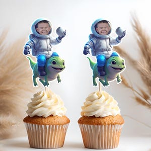 Astronaut Custom Cupcake Toppers, Printable Space Party Favors, Personalized Rocket Theme Birthday Decor, Kids Space Party Decorations