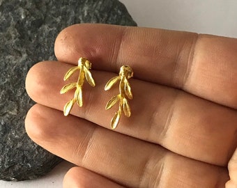 Tree Branch Studs, Tiny Stud Earrings, Tiny stud earrings, Branch Stud Earrings, Leaves Shape Jewelry, minimalist earrings girlfriend