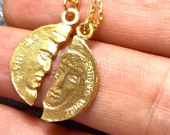 Collar de oro para parejas - Collares hechos a mano - Parejas de moda - Joyas para parejas - Collares a juego - Regalos para ocasiones especiales - Diseños únicos