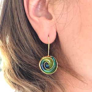 Gold Nautilus Earrings, Gold Seashell Earrings, Shell Spiral Earrings, Nautilus Shell Earrings, Nautical Sterling Silver Earrings