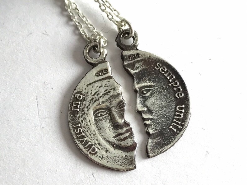 Couples Necklace Set Intial Necklace Silver Couples Pendant Etsy