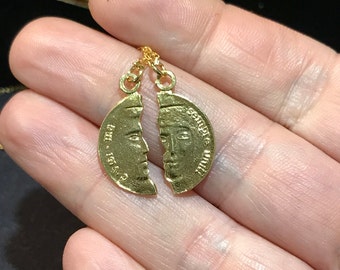 Gold Filled Couple Necklace: Sterling Silver Matching Pendants