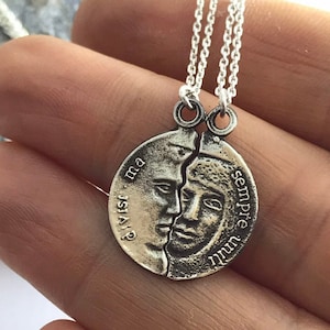 Couples Necklace, Silver Couples Pendant, Matching Necklaces for Boyfriend and Girlfriend, Necklace for Couples, Mothers day gift
