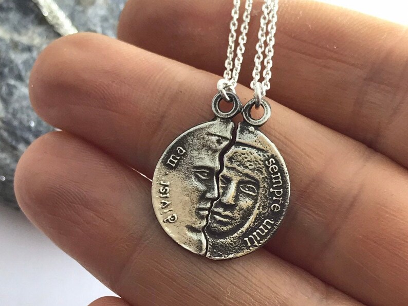 Couples Necklace Set Intial Necklace Silver Couples Pendant Etsy